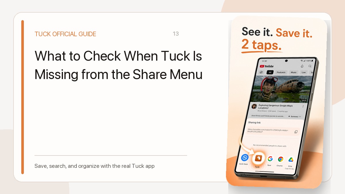 What to Check When Tuck Is Missing from the Share Menu