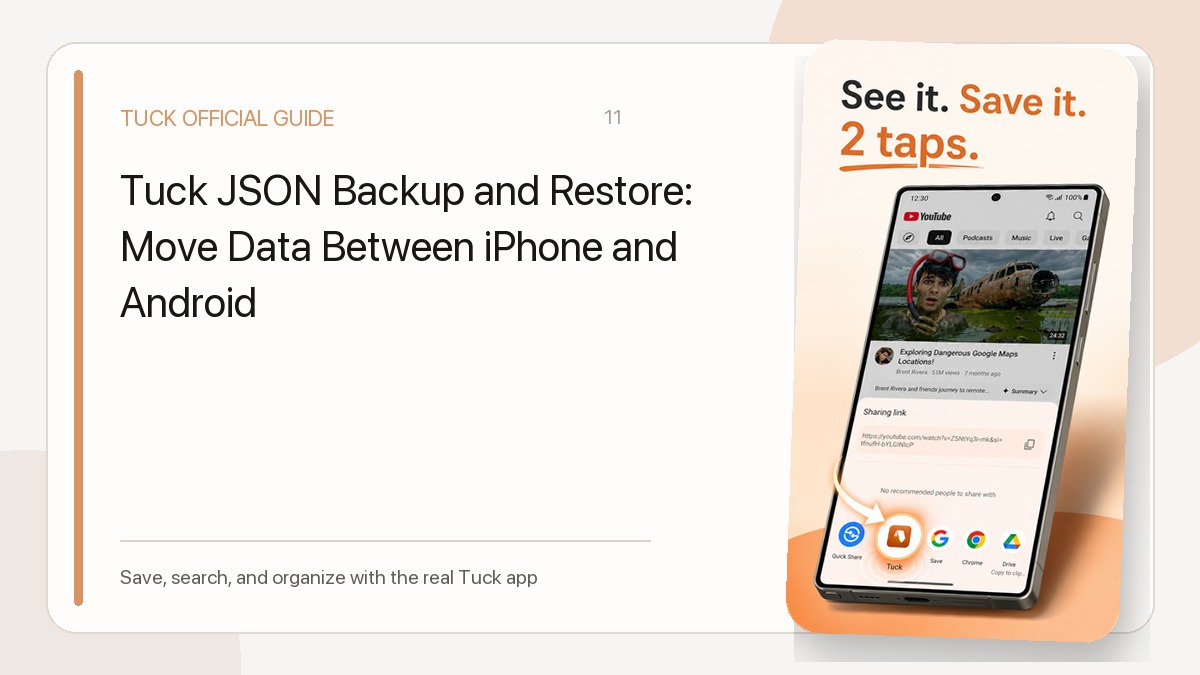 Tuck JSON Backup and Restore: Move Data Between iPhone and Android